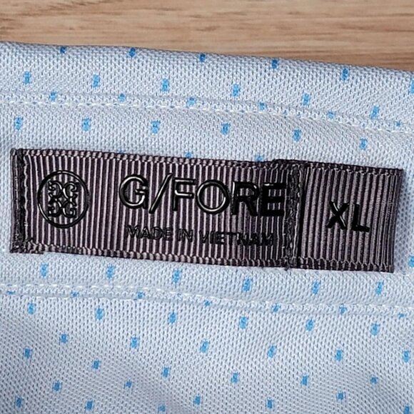G FORE Polo Shirt Mens XL Light Blue Micro Dot Golf Performance Stretch Preppy - Picture 8 of 12